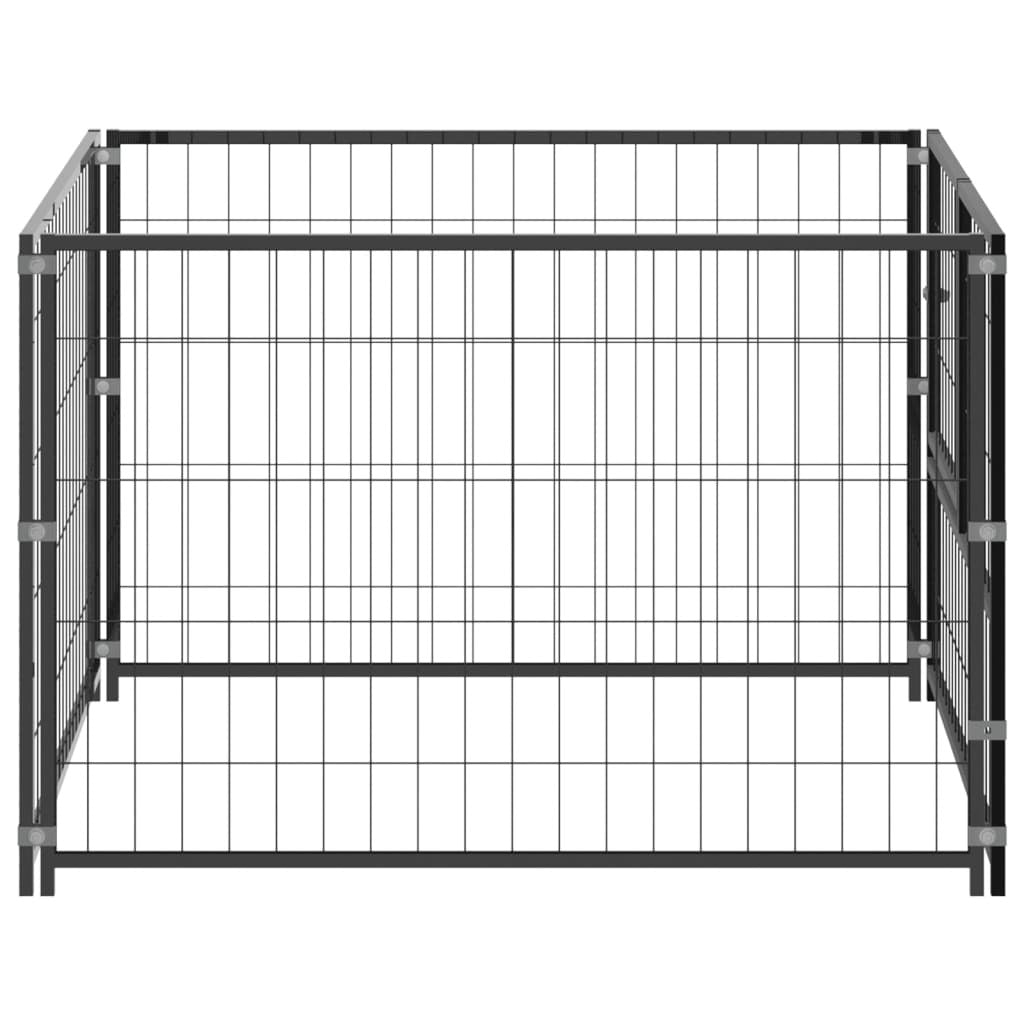 Dog Kennel Black 39.4"x39.4"x27.6" Steel Doba
